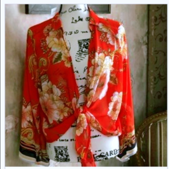 Tops - M AVAILABLE TIE FRONT FLORAL PRINT  BLOUSE NWT